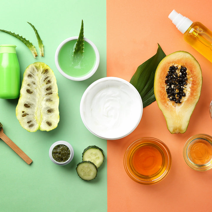 5 loved Hawaiian Skincare Secrets and ingredients by Hanalei Company showing skincare products