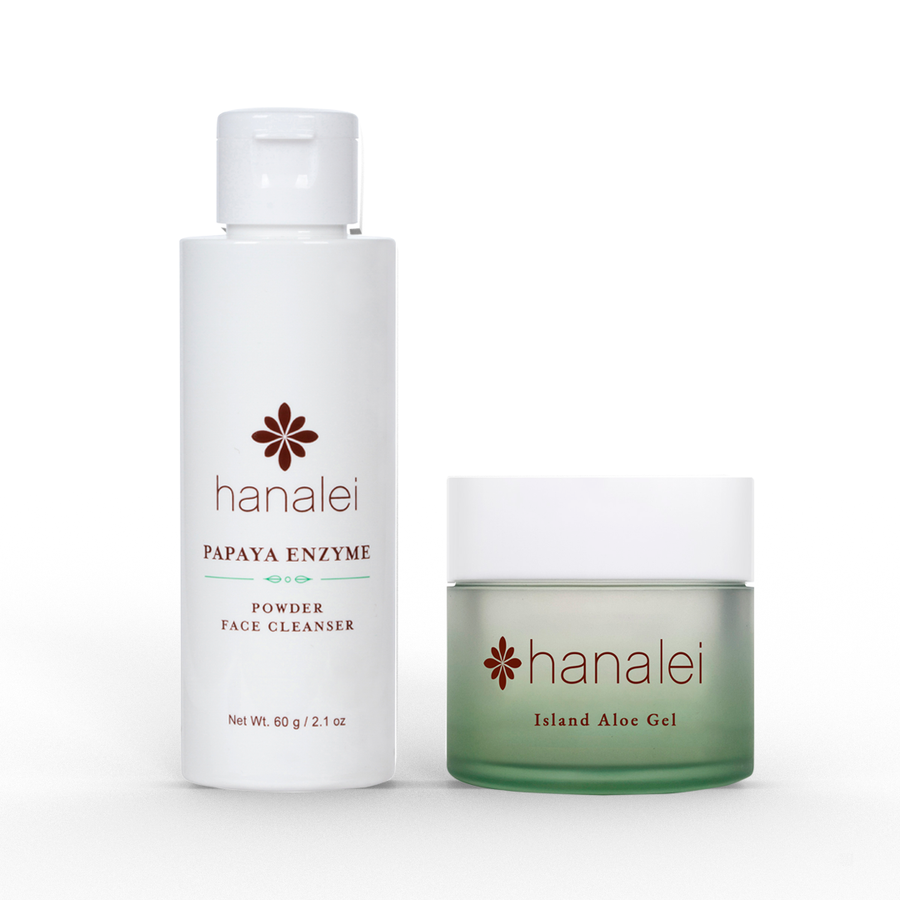 the glow set - papaya powder face cleanser and island aloe gel